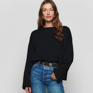 Reformation Oversized Long Sleeve Tee Black Small NWOT